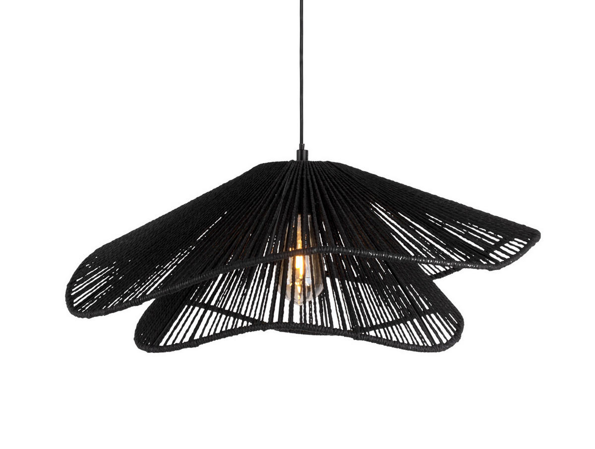 HANGELAMPE Sombra Double 60/60/22 cm - Schwarz, Naturmaterialien (60/60/22cm) - Leitmotiv