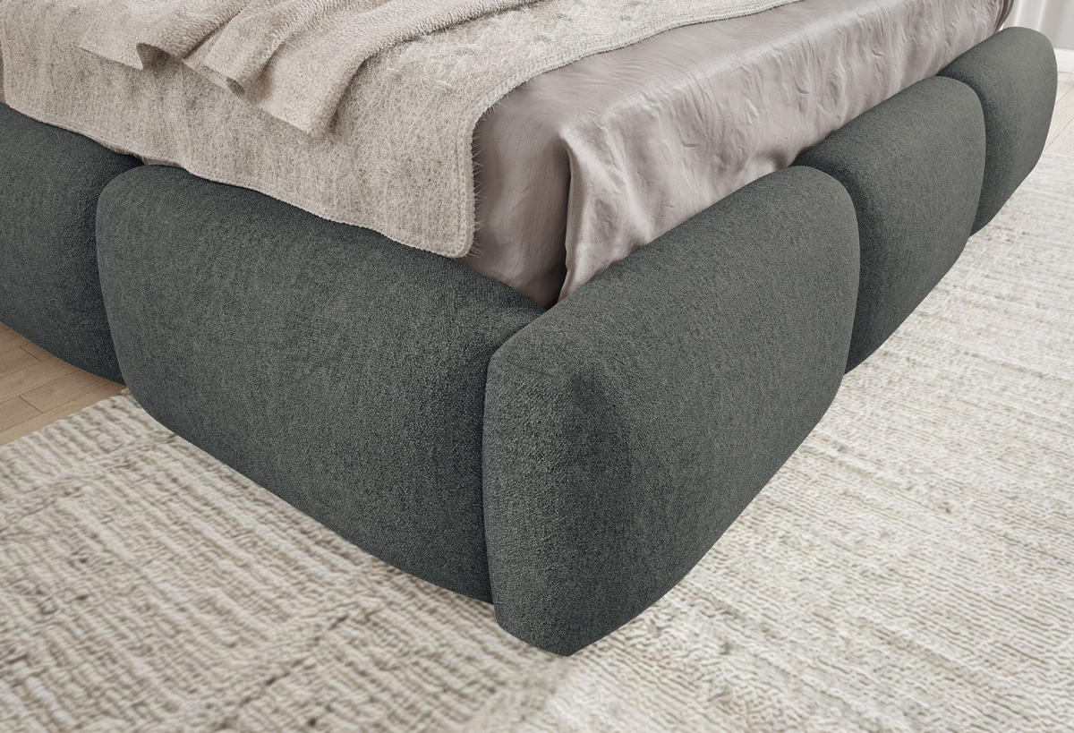 POLSTERBETT BOVA 180x200 cm mit Bettkasten,Lattenrost,Doppelbett,Boxspringbett-Optik-Dunkelgrau - Dunkelgrau, Holz (180/200cm) - Furnistar
