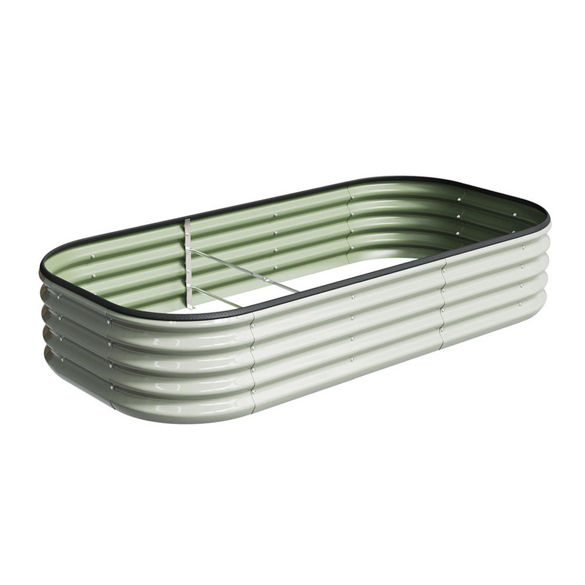 HOCHBEET Pflanzkasten aus verzinktem Stahl in Weiß Ovalen Blumenkasten für Garten und Balkon 160 × 80 × 30 cm - Weiß, Metall (80/30/160cm) - Livingandhome