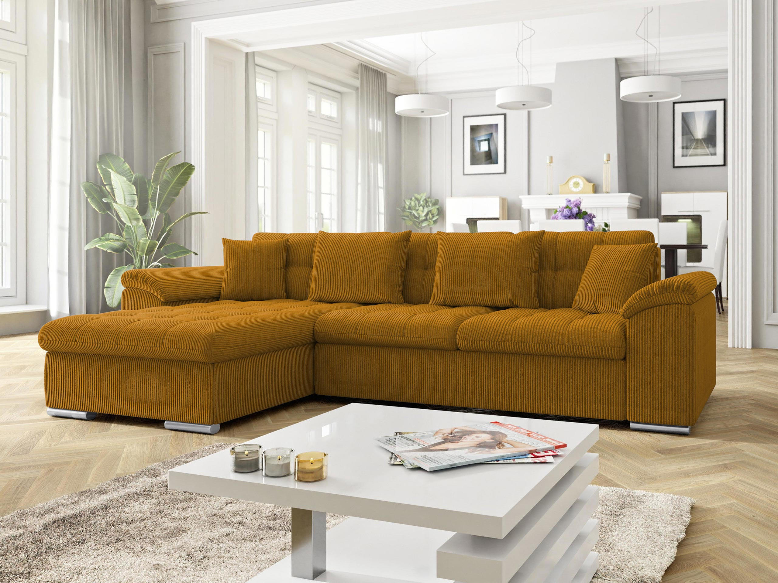 ECKSOFA Diana Cord, Seite: Links - Bronzefarben, Holz/Textil (280/160cm) - MIRJAN24