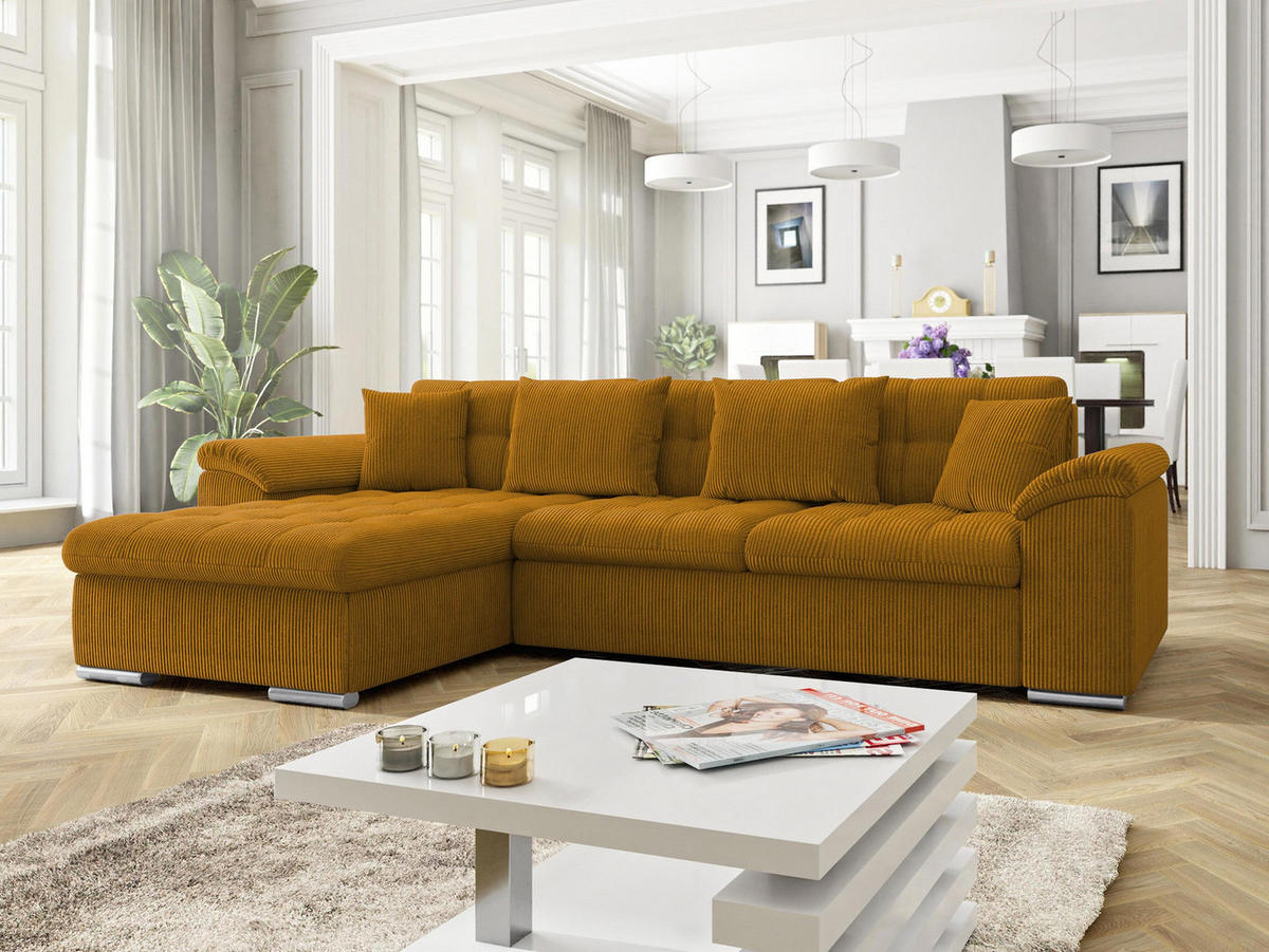 ECKSOFA Diana Cord, Seite: Links - Bronzefarben, Holz/Textil (280/160cm) - MIRJAN24
