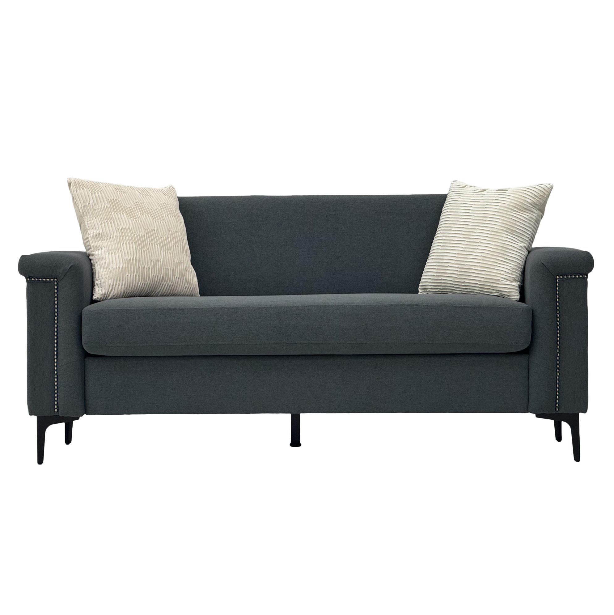 2-SITZER Sofa Feinleinen Polyester mit Taschenfederkern und Metallfüßen 172/73.5/81.5 cm Dunkelgrau - Dunkelgrau, Textil (73.5/81.5/172cm) - Redom