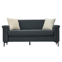 2-SITZER Sofa Feinleinen Polyester mit Taschenfederkern und Metallfüßen 172/73.5/81.5 cm Dunkelgrau - Dunkelgrau, Textil (73.5/81.5/172cm) - Redom
