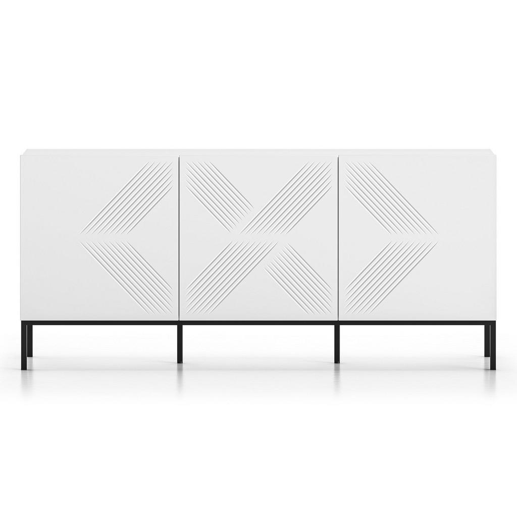 Thumbnail - Konsimo® Türkommode, Weiß, Schwarz, Holzwerkstoff, 170x77x37 cm, Wohnzimmer, Kommoden & Sideboards, Kommoden