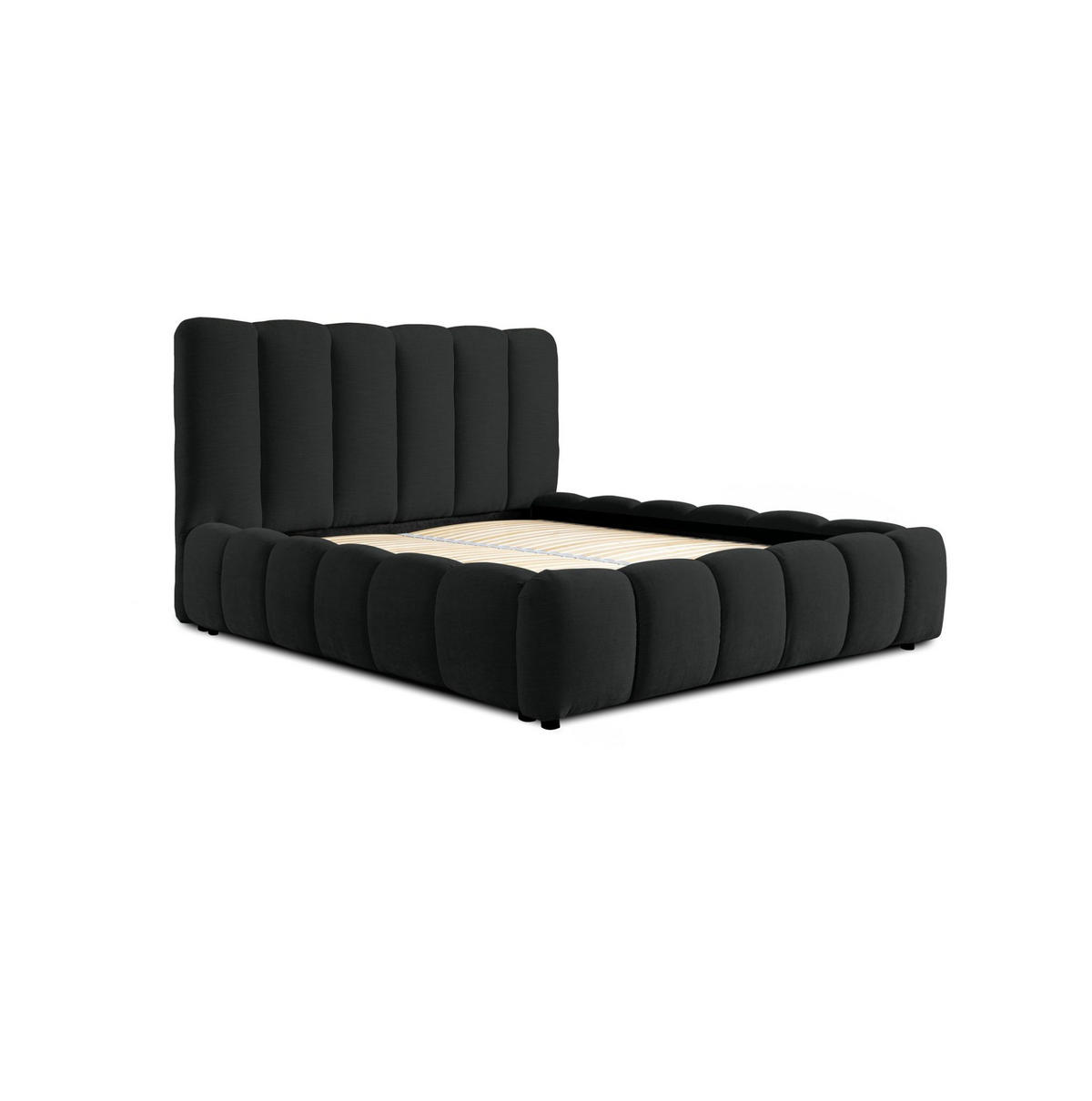 POLSTERBETT Heda Komplettset - Schwarz, Holzwerkstoff/Textil (180/200cm) - Fun Möbel