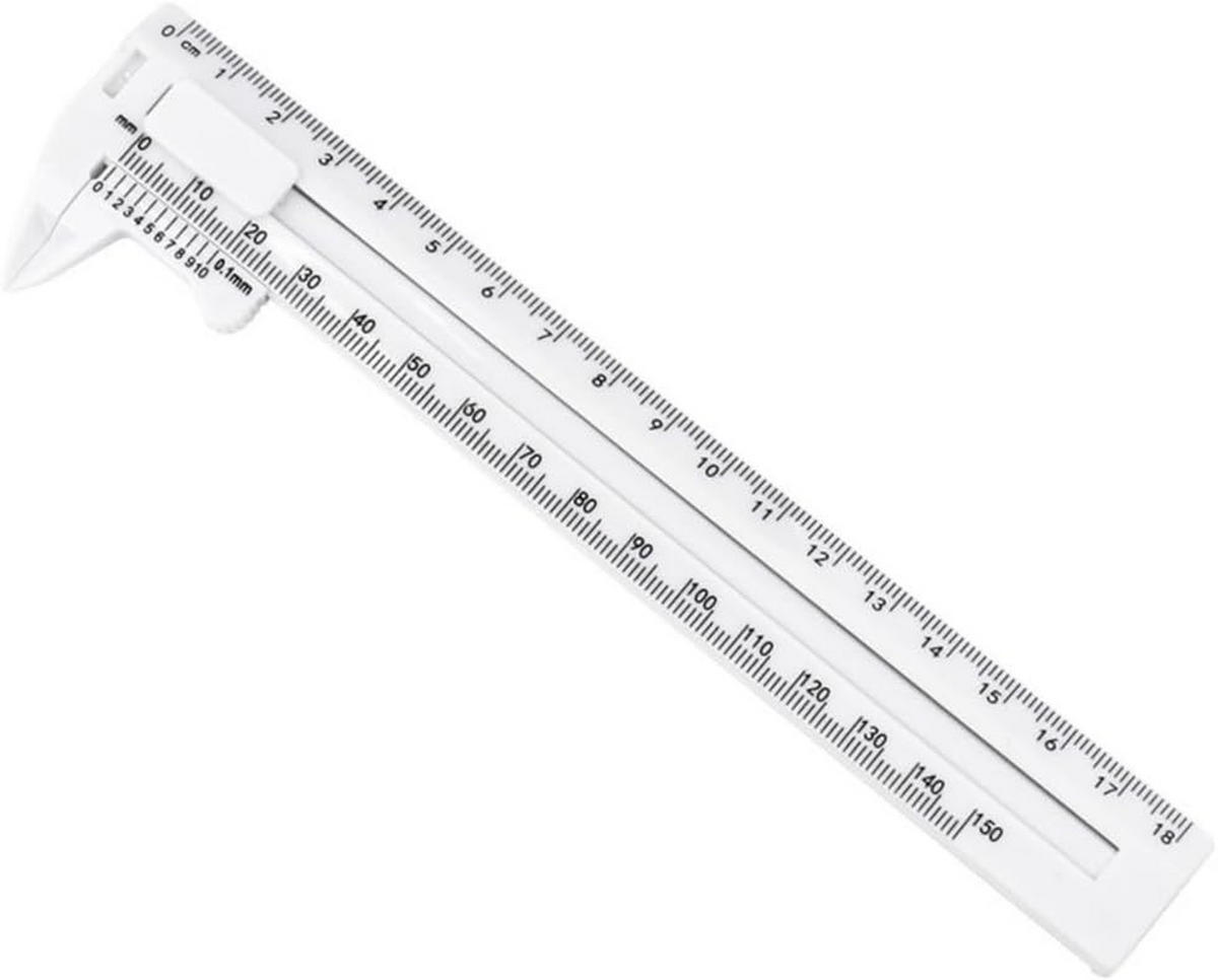 MESSSCHIEBER – Messbereich 0–150 mm und 0–180 mm, Doppelskala, zur Messung von Durchmesser und Dicke, weiß, 2er-Pack - Weiß, Kunststoff (19/4.7/1cm) - DCA
