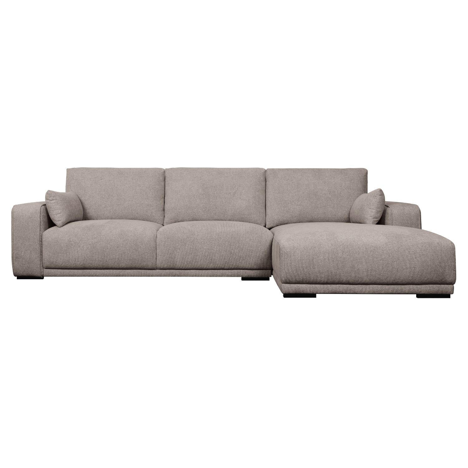 ECKSOFA Webstoff Sand - Beige/Schwarz, Holz/Textil (305/105cm) - Furnhouse