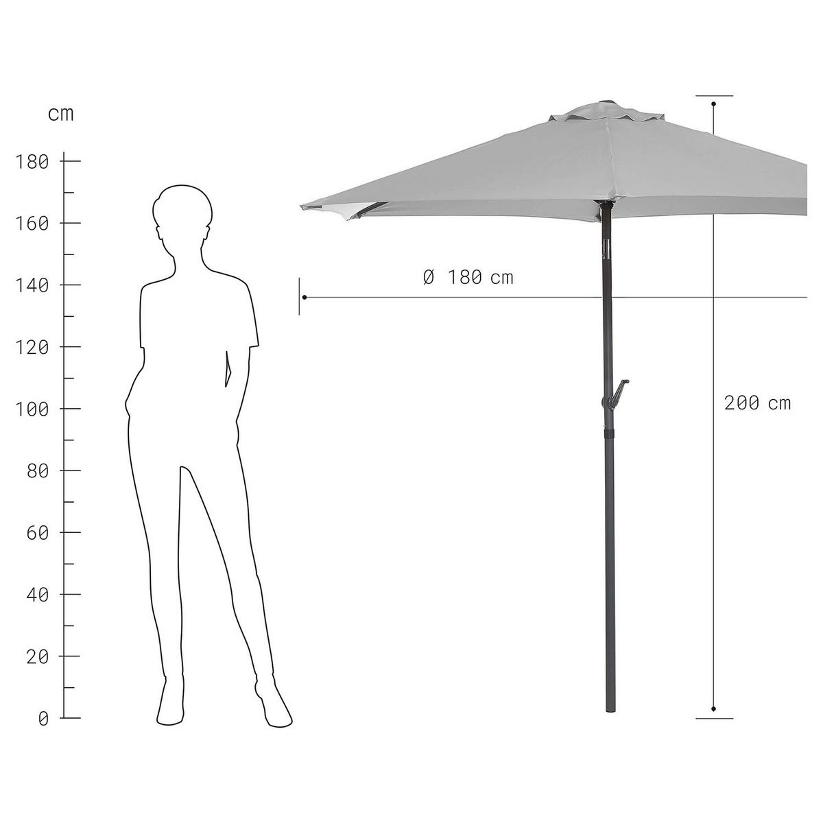 SONNENSCHIRM Siesta - Grau, Metall (180/180cm) - Butlers
