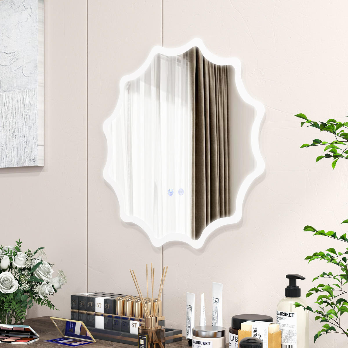BADEZIMMERSPIEGEL Silber - Silberfarben, Glas (60/5/60cm) - COSTWAY