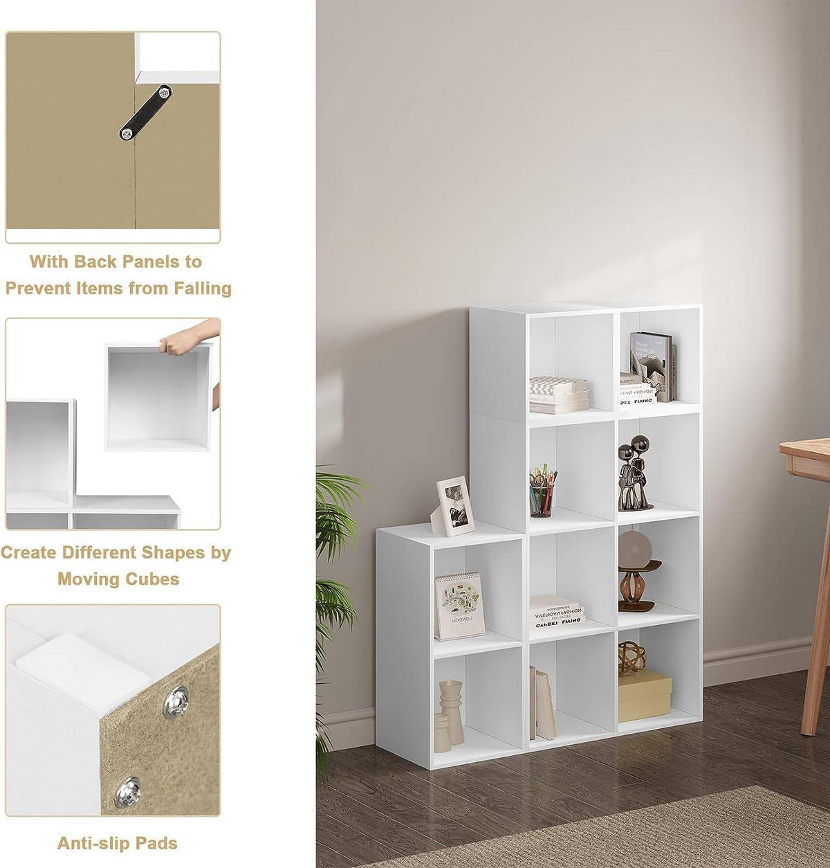 REGALE Bücherregal mit 10 Fächern, 120 x 120 x 30 cm,Weiß - Weiß, Holzwerkstoff (120/120/30cm) - Woltu