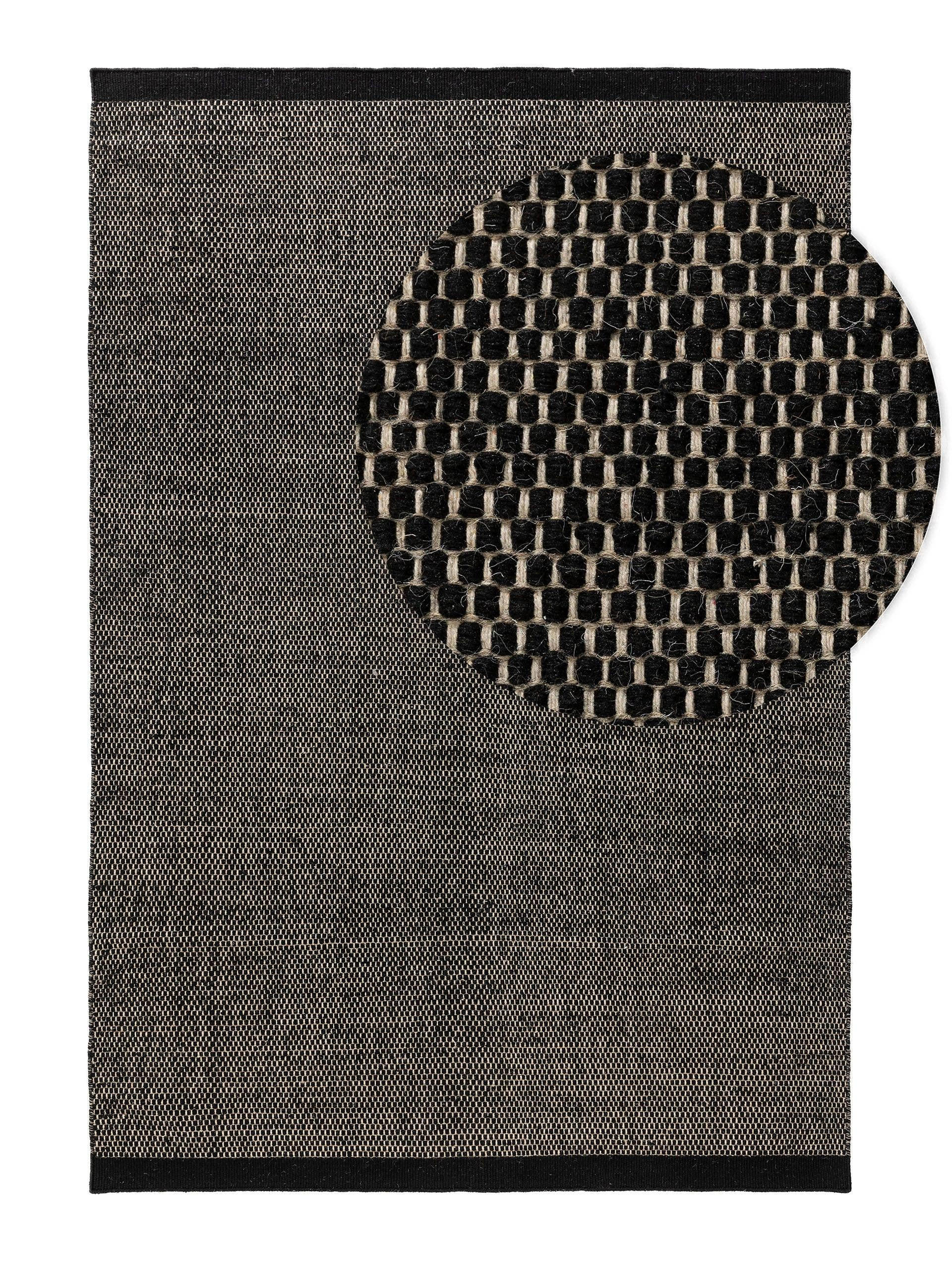 WOLLTEPPICH Rocco Schwarz/Weiß 300x400 cm - Schwarz, Textil (300/400cm) - benuta Pure