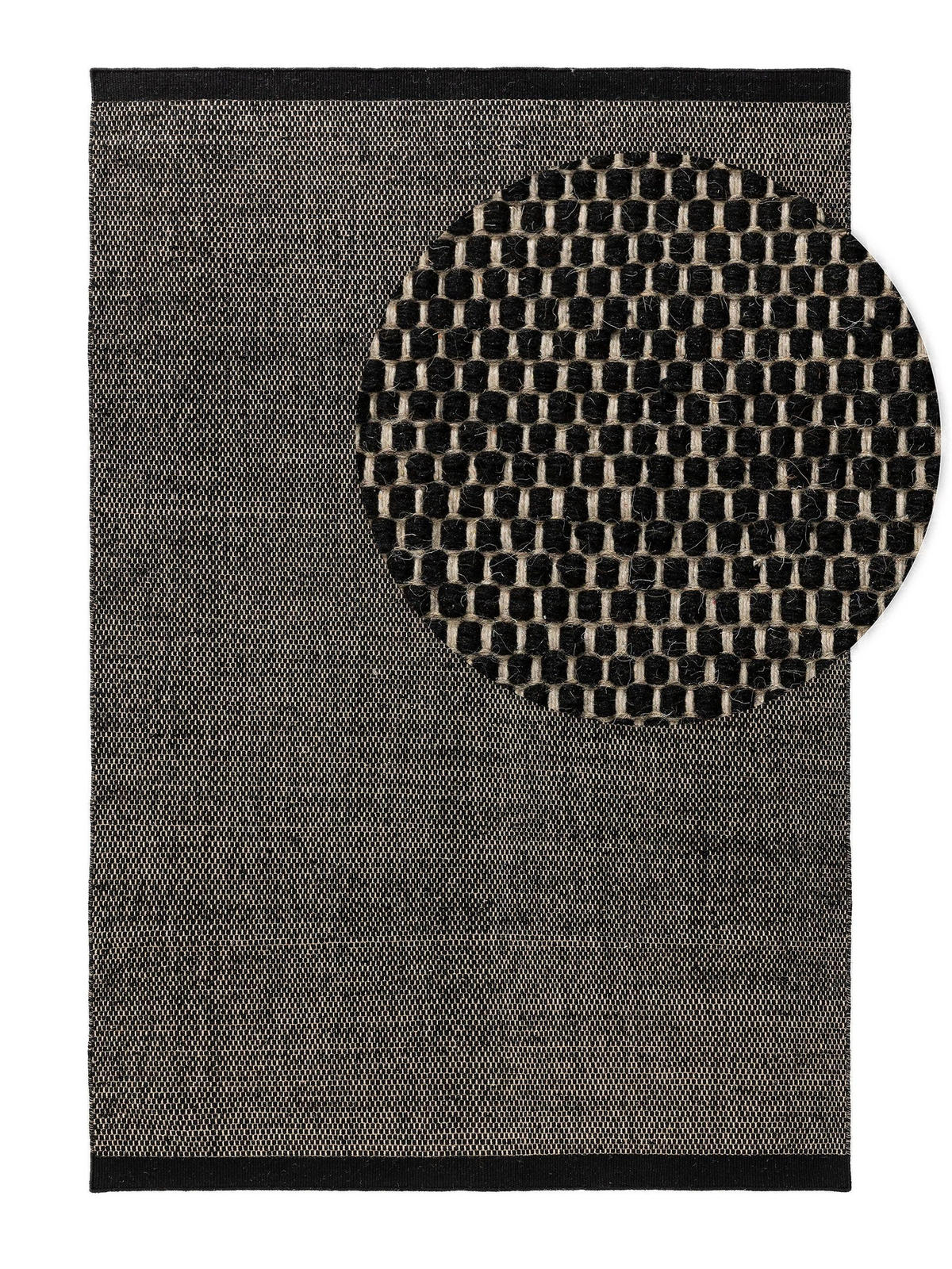 WOLLTEPPICH Rocco Schwarz/Weiß 200x300 cm - Schwarz, Textil (200/300cm) - benuta Pure