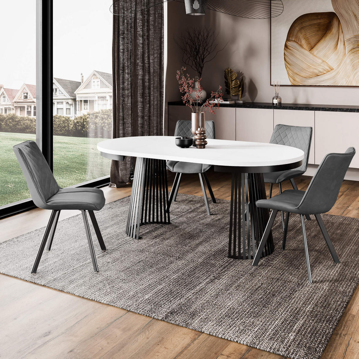 STUHL LUXI K520 - Schwarz/Grau, Holzwerkstoff/Metall (46/80/47cm) - Meblini