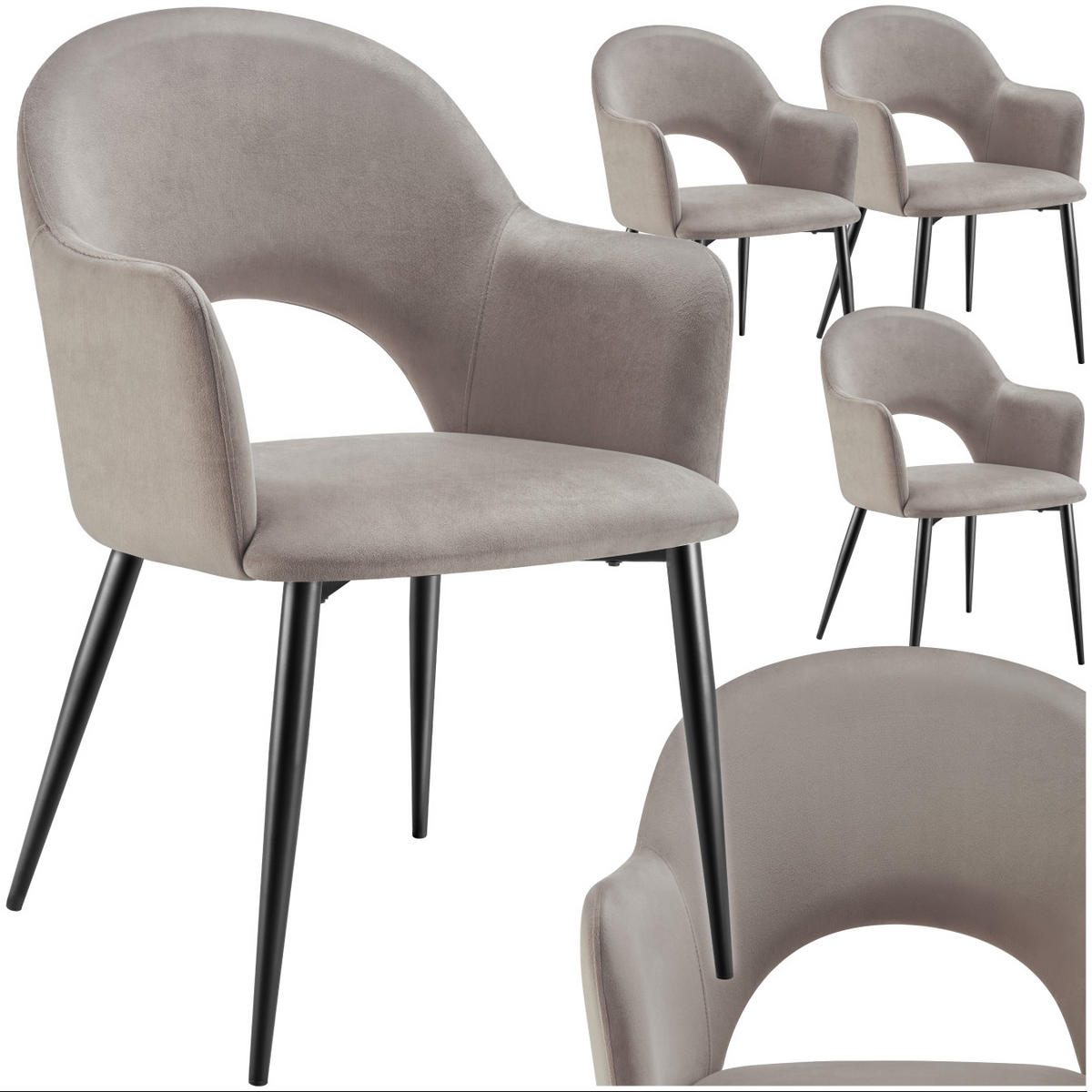 ARMLEHNSTUHL Sachel,57 x 61,5 x 87,5 cm,taupe - Taupe, Kunststoff (57/87.5/61.5cm) - tectake