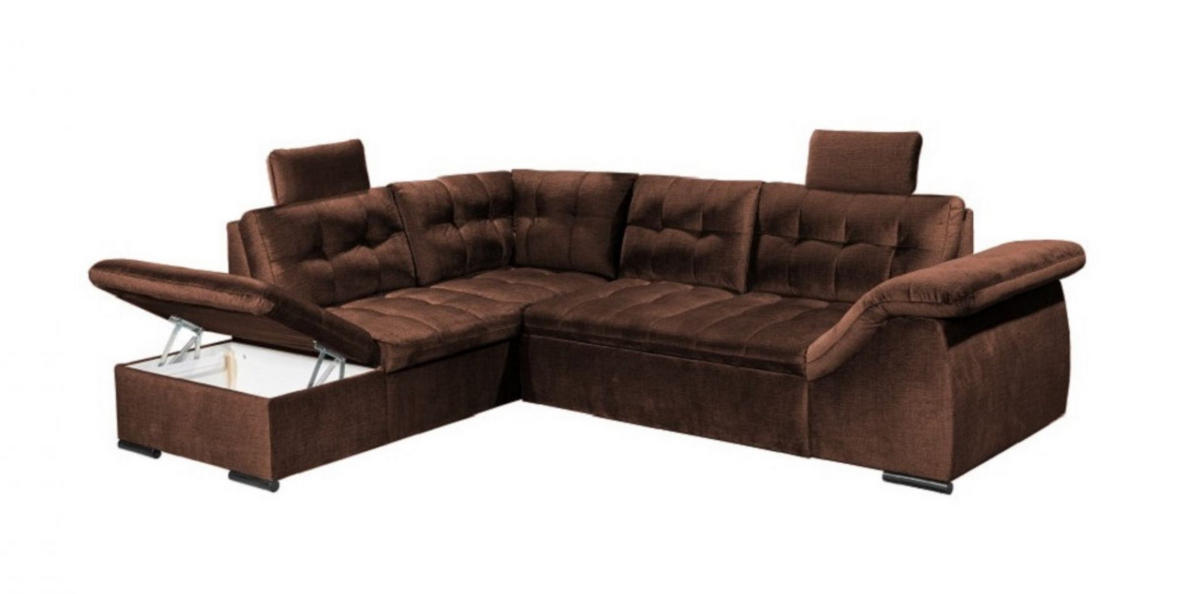 ECKSOFA mit Schlaffunktion und Bettkasten - Kupferfarben, Kunststoff/Textil (283/217cm) - ed exciting design