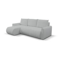 ECKSOFA Primo mit Schlaffunktion und Bettkasten in Cordstoff - Hellgrau/Schwarz, Holz/Holzwerkstoff (245/143cm) - Ravio