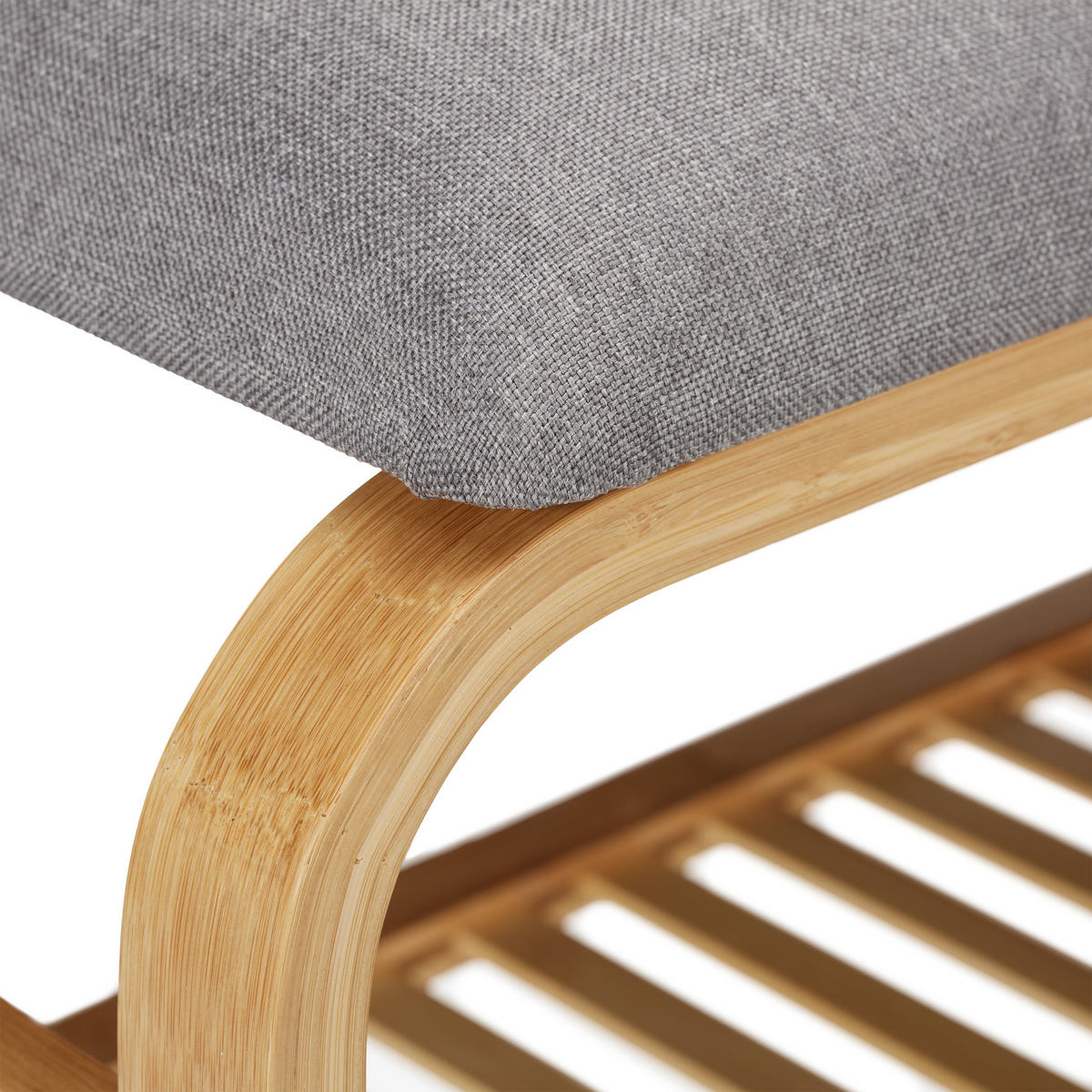 SCHUHBANK - Hellbraun, Holz/Textil (69/46/30cm) - Relaxdays