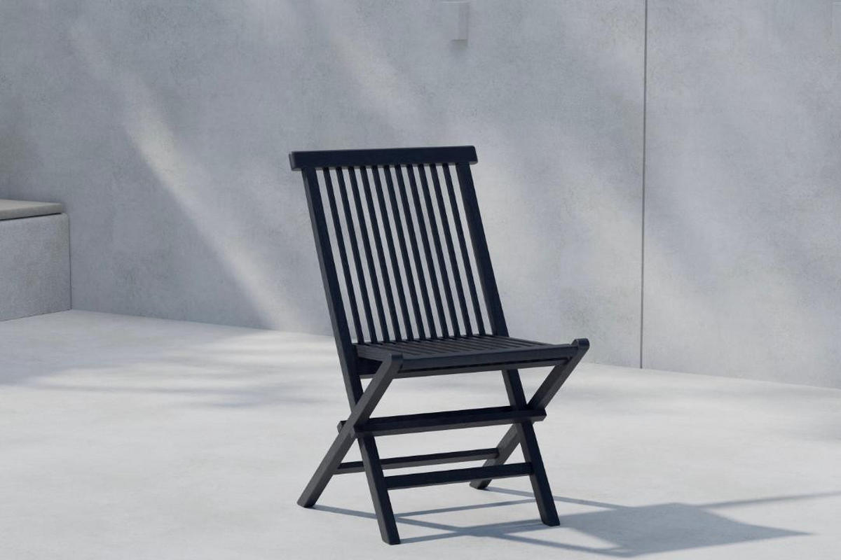 GARTENSTUHL, Kenya, Schwarz, Teak., 47 x 61 x 89 cm - Schwarz, Holz (47/89/61cm) - ebuy24