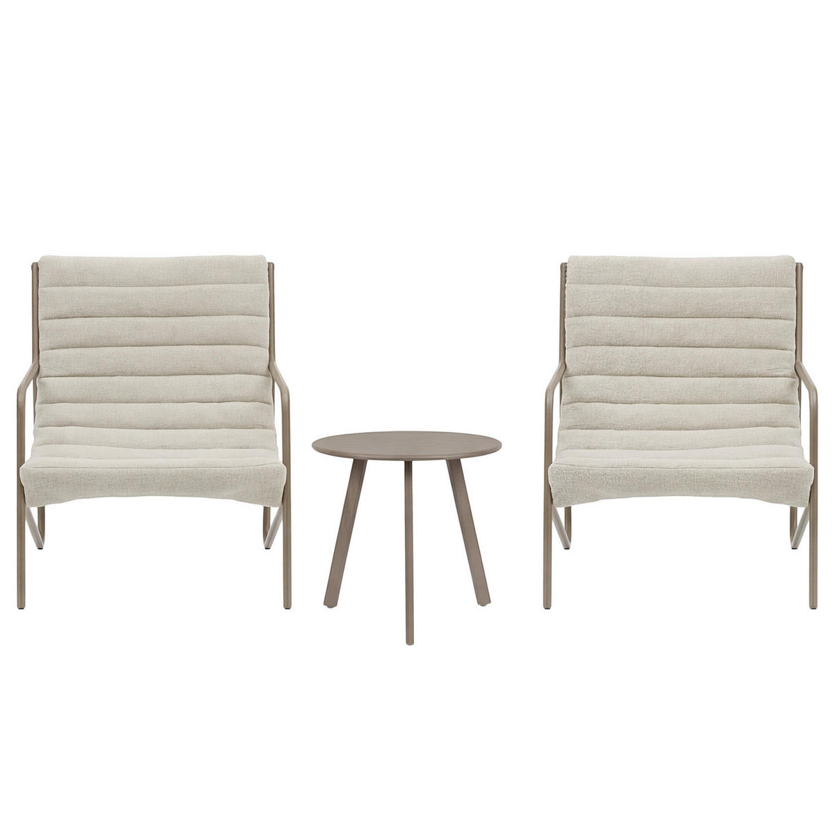 BALKONSET - 3-teilig - Stahl / Bouclé - Beige, Textil/Metall - home24