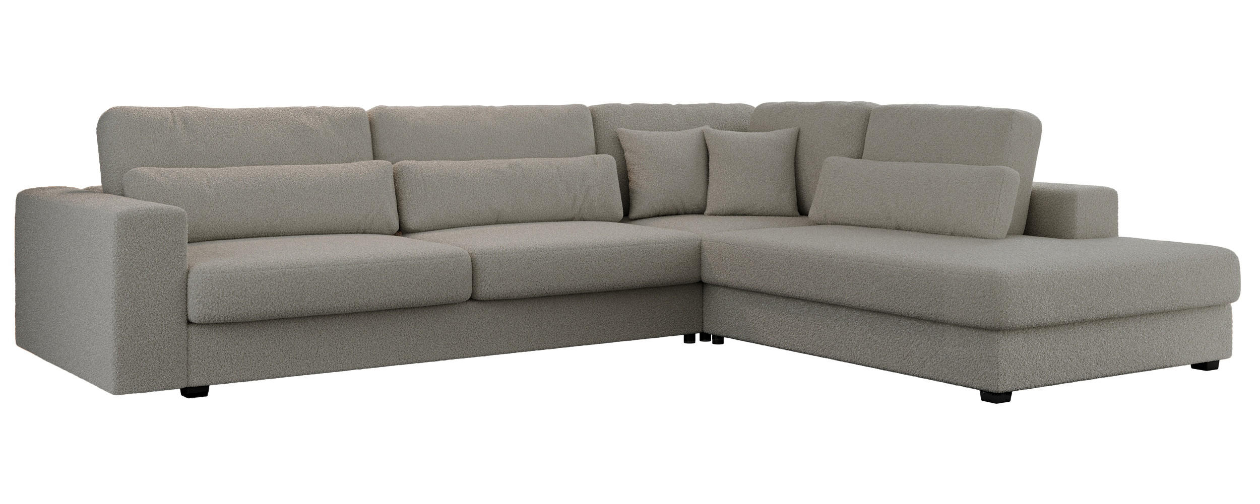 ECKSOFA Savona Grau Boucle - rechts - Schwarz/Grau, Kunststoff/Textil (249/316cm) - MKS