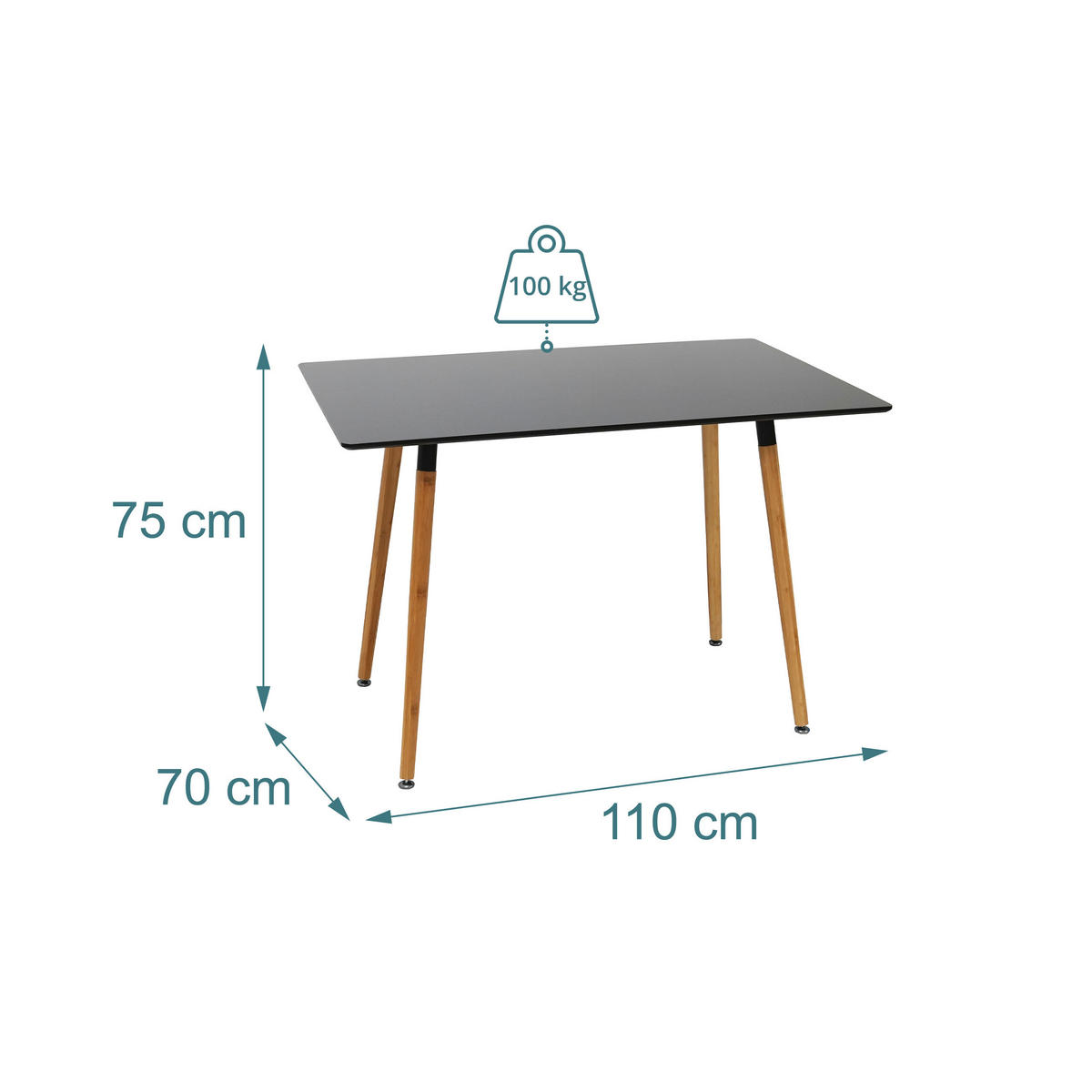 JÍDELNÍSTŮL - různobarevná, kov/dřevo (70/110/75cm) - Relaxdays