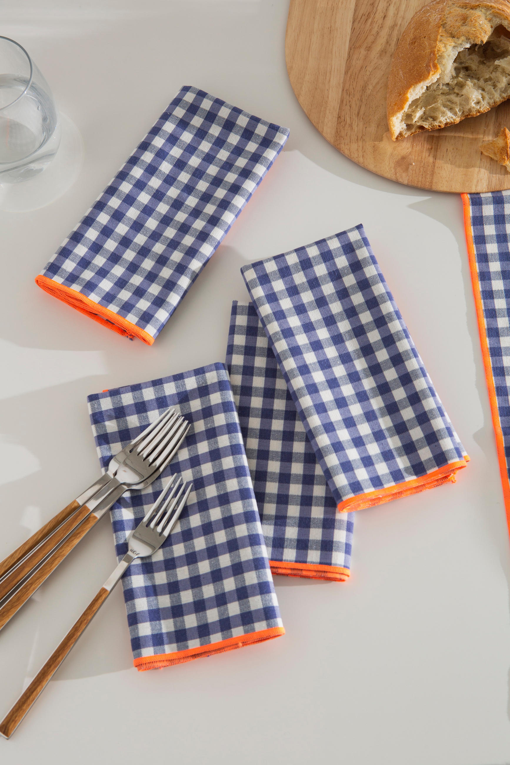 TISCHET 8-teilig, Baumwolle und PES (Polyester), navy und fluor SET FESTON - Blau, Textil (40/130cm) - RNT By Really Nice Things