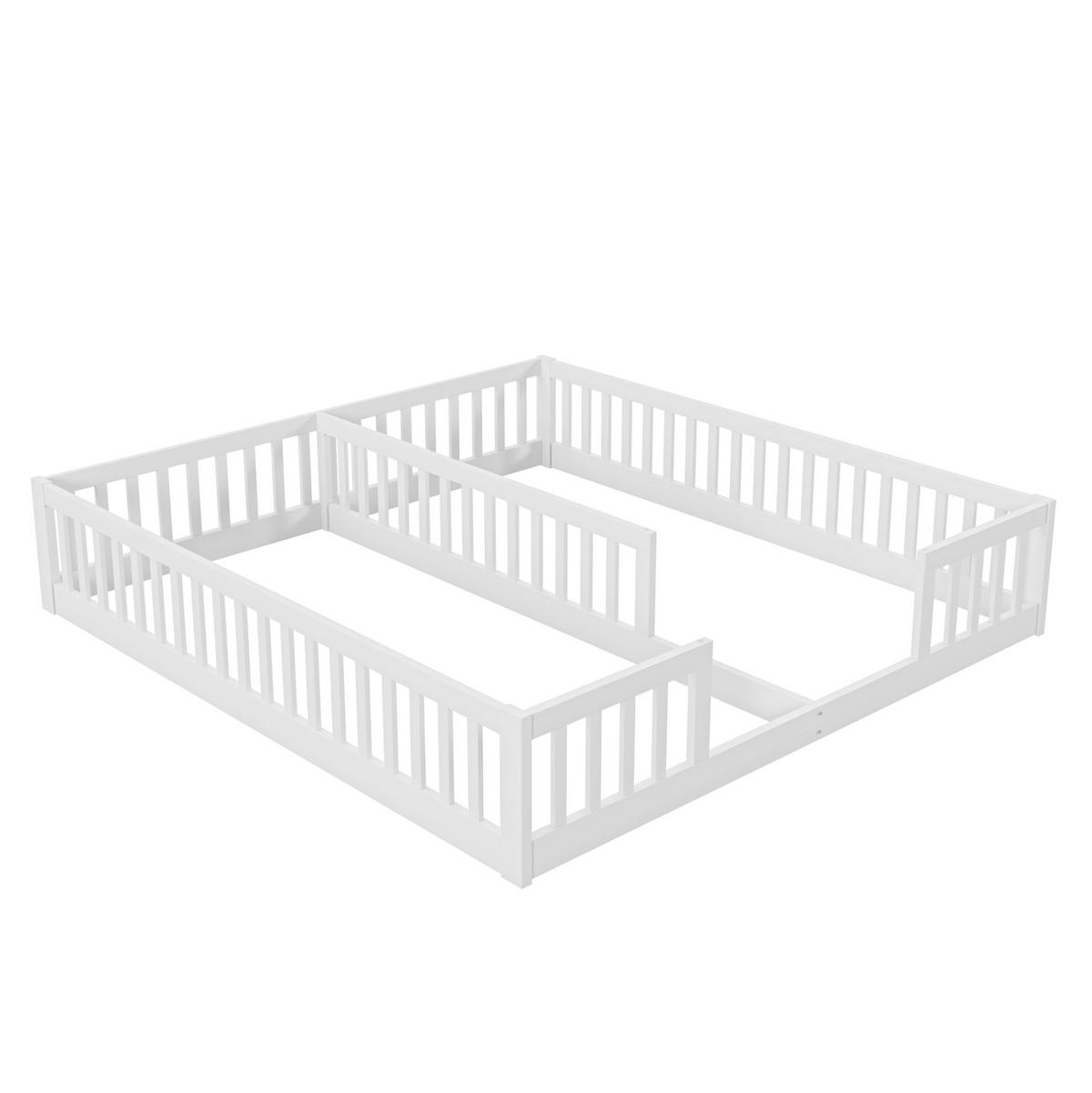 KINDERBETT 180/200 cm weiß aus Kiefer und MDF mit Sicherheitsgitter - Weiß, Holzwerkstoff (90/200cm) - OKWISH