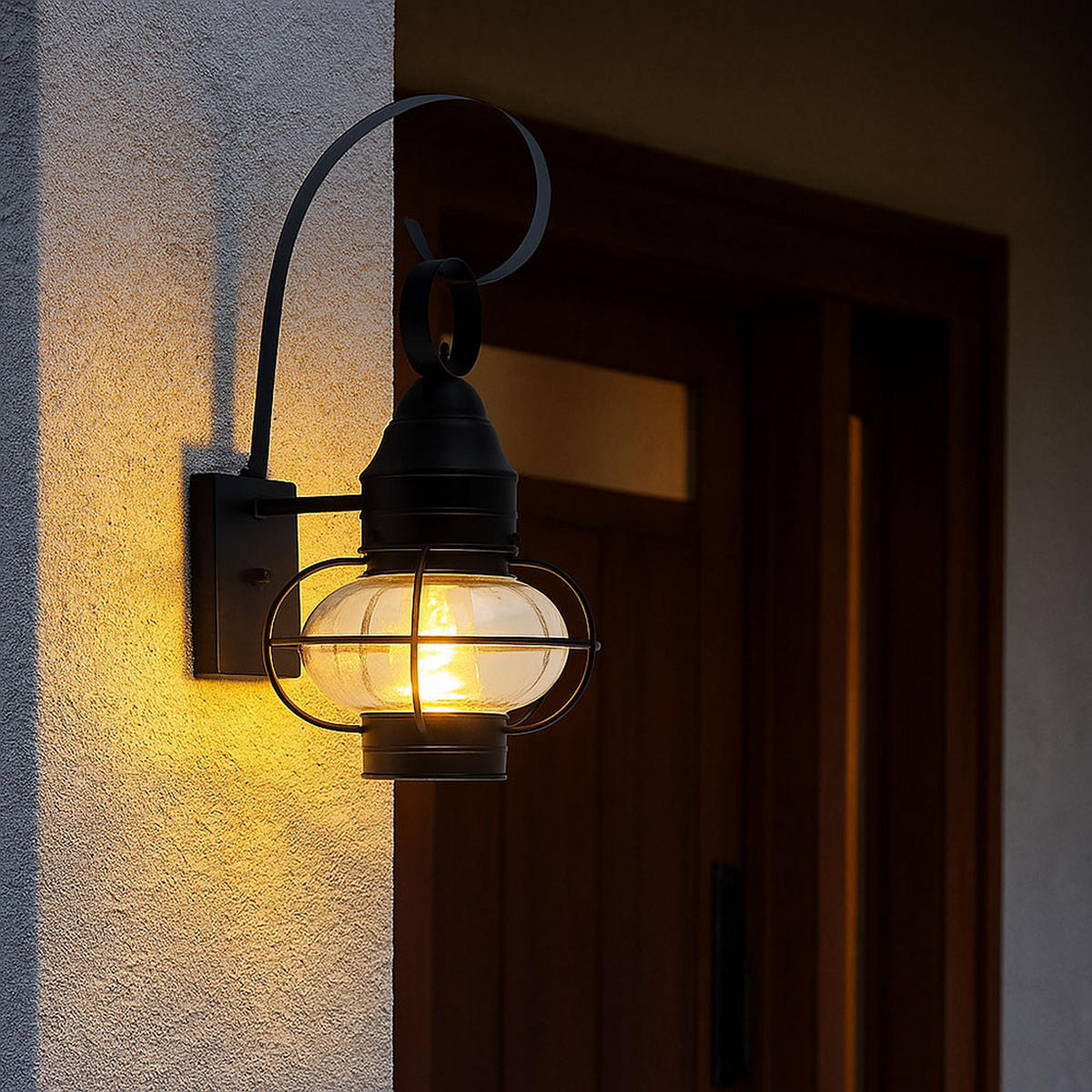 GARTENLEUCHTE Stahl Schwarz Glasschirm - Schwarz, Glas (27.3/22.9/44.8cm)