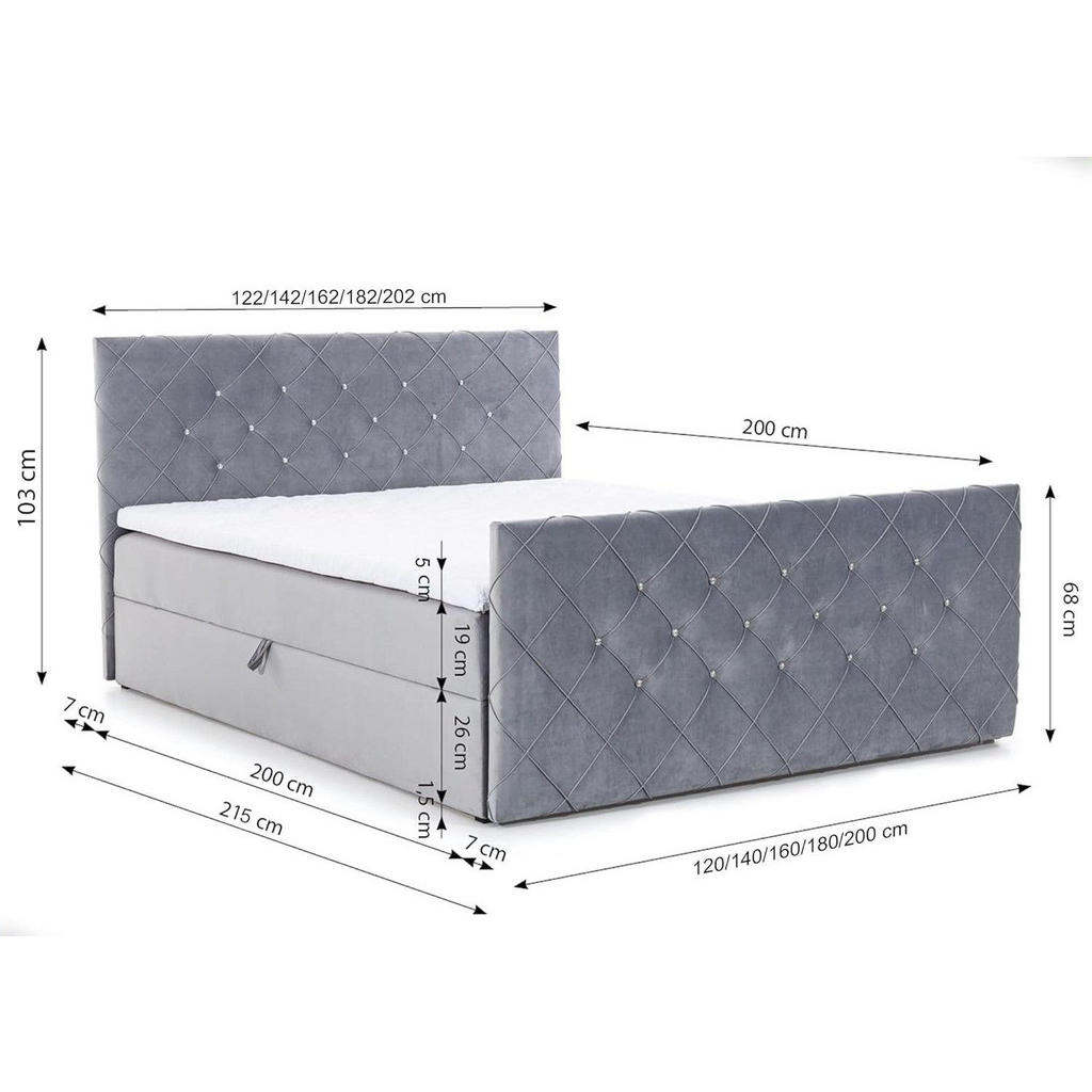 Thumbnail - AN-Moebel 4u Boxbett, Beige, Textil, H3, Rechteckig, 140x200 cm, Schlafzimmer, Betten, Boxspringbetten