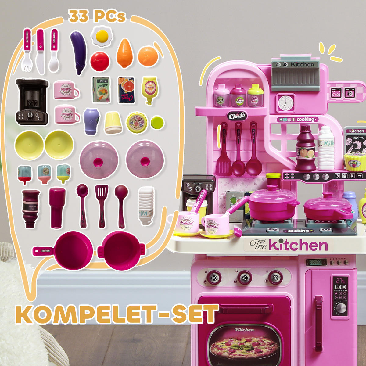 KINDERKÜCHE - Rosa, Kunststoff (53/22/69cm) - AIYAPLAY