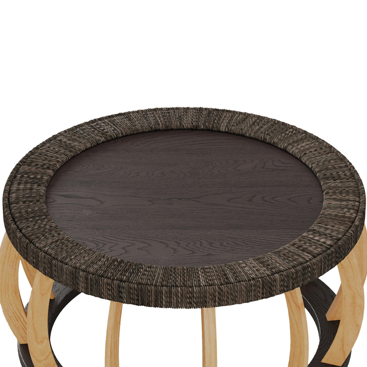 COUCHTISCH in Schwarz Rattan-Kaffeetisch für Wohnzimmer oder Esszimmer, B90/T90/H43cm - Schwarz/Naturfarben, Holz/Holzwerkstoff (90/90/43cm) - STILVORA