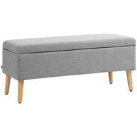 POLSTERBANK Mit Stauraum DE-07111 Leinenoptik, Kautschukholzbeine Grau - Grau, Holz/Textil (39/45/110cm) - ComfortXL