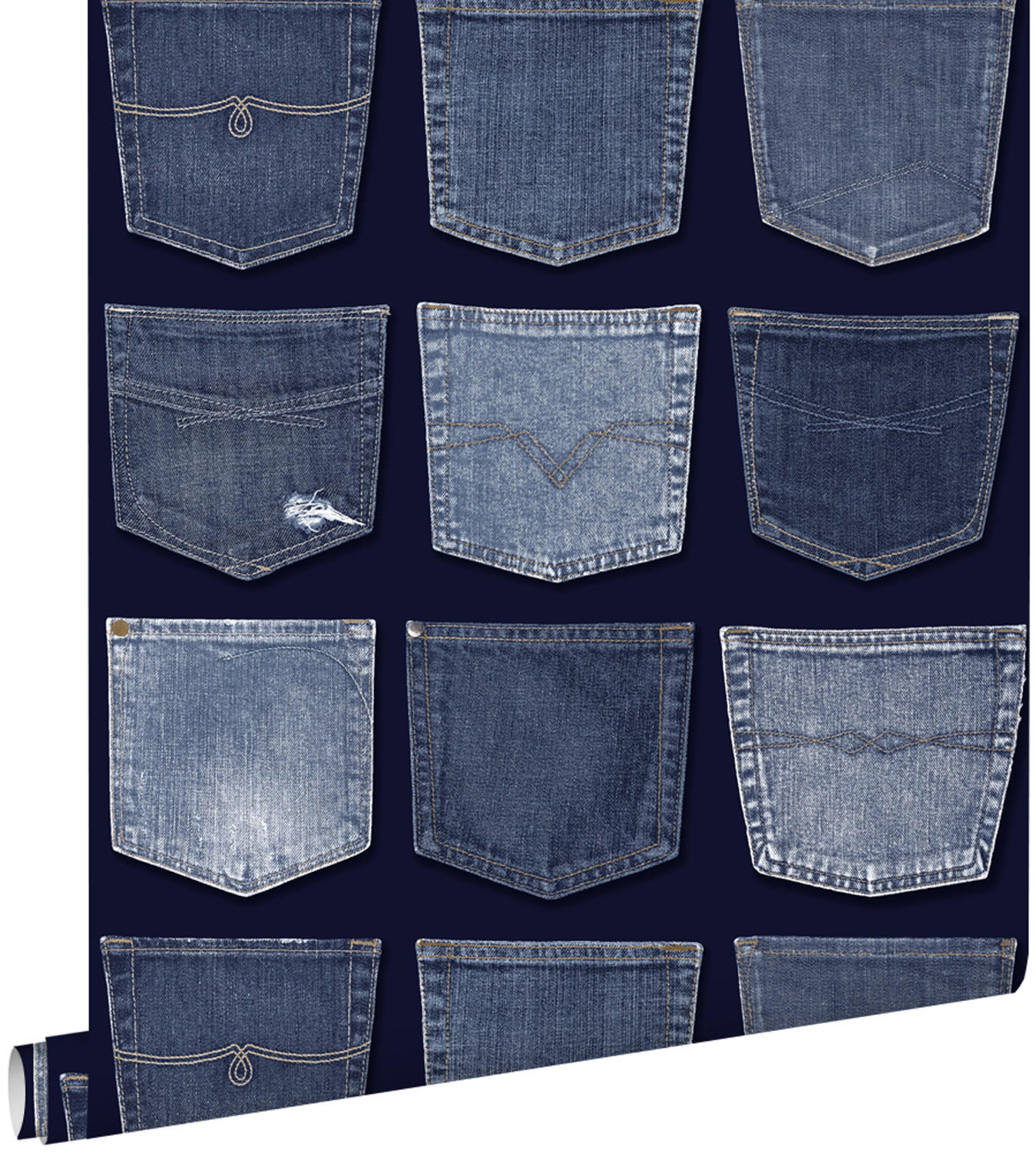 TAPETE Jeanstaschen 53 cm x 10.05 m - Blau, Papier (53/1000cm) - ESTAhome