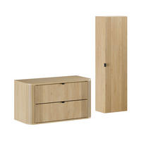 WASCHTISCHUNTERSCHRANK 100.4cm Mila 2er-Set Helle Eiche - Braun, Holzwerkstoff (100.4/54/46cm) - Petits-meubles