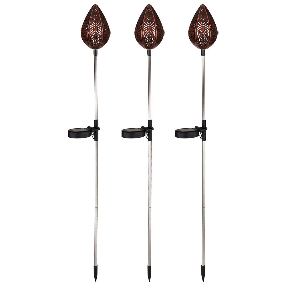 LED AUSSENLEUCHTE Stahl Kupfer 3er Set - Kupferfarben, Metall (8/8/85cm) - Globo Lighting