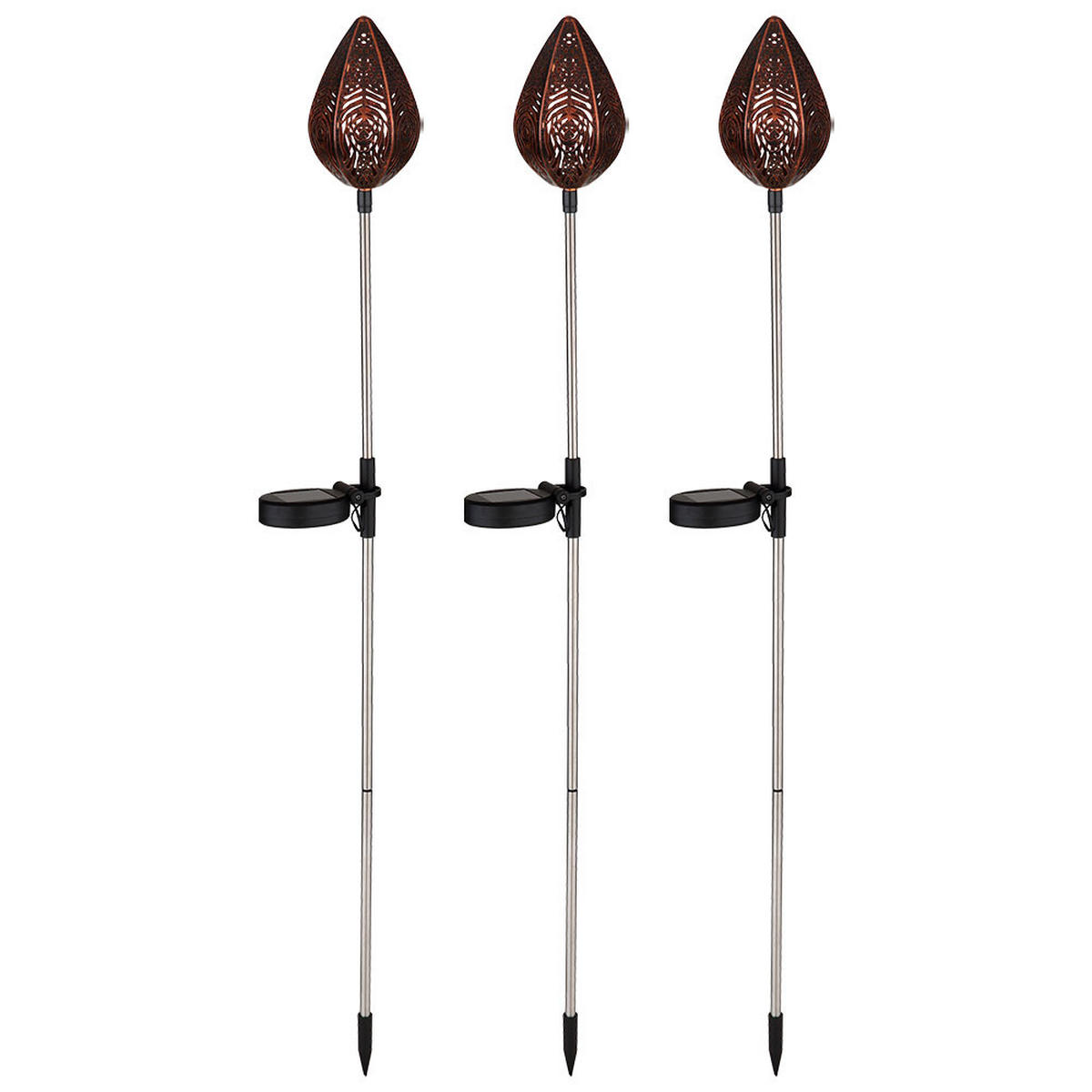 LED AUSSENLEUCHTE Stahl Kupfer 3er Set - Kupferfarben, Metall (8/8/85cm) - Globo Lighting