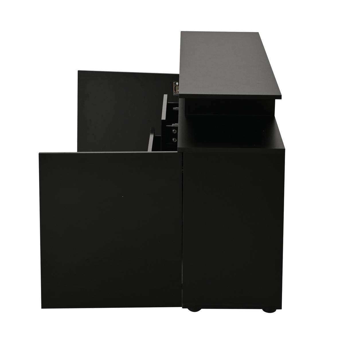 SIDEBOARD LED Schwarz Hochglanz Mehrzweckschrank Stauraum - Schwarz, Holzwerkstoff (35/70/160cm) - FLIEKS