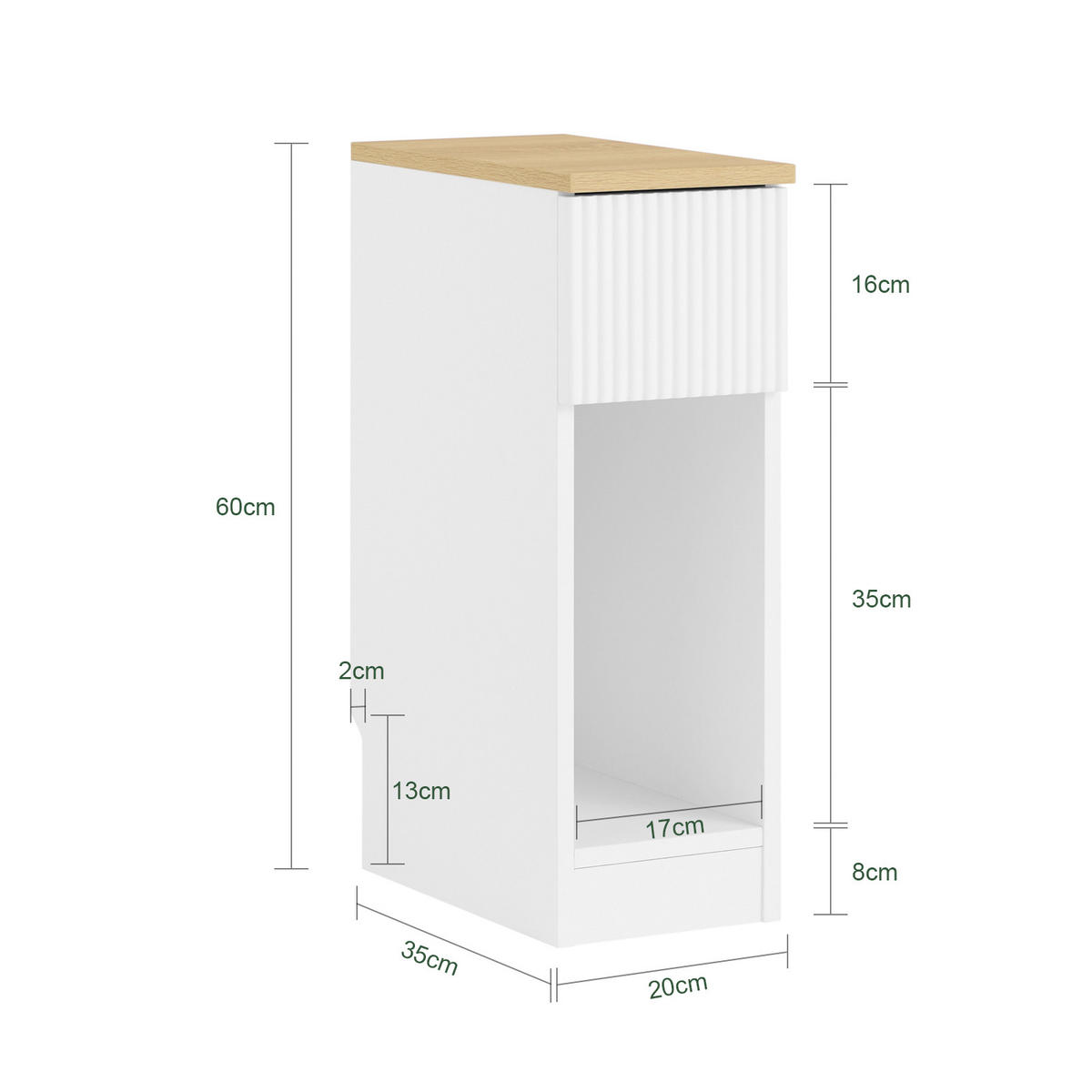 NACHTTISCH Weiß - Kaschmir, Holzwerkstoff (20/60/35cm) - SoBuy