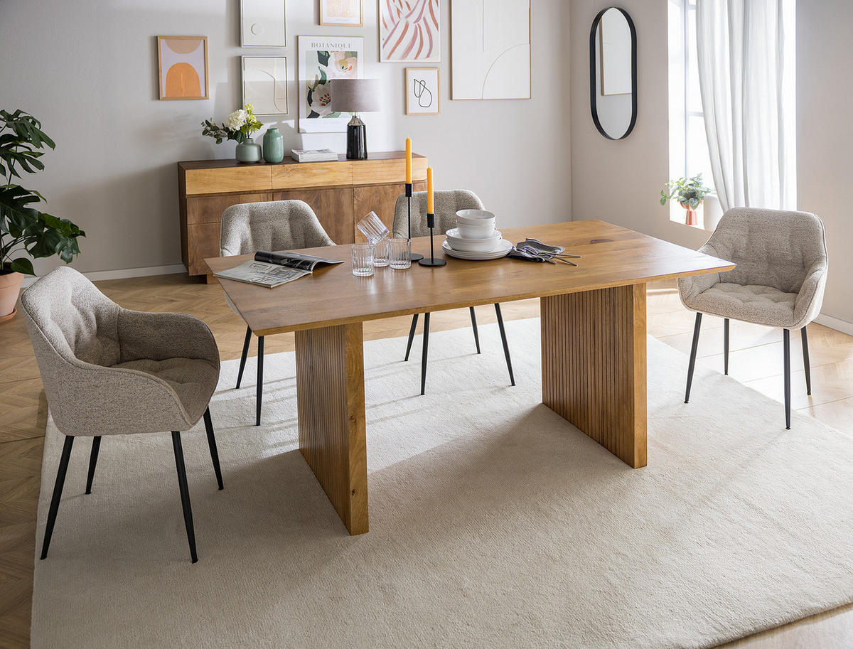 MASSIVER ESSTISCH - Mango - Braun, Holz (90/180/77cm) - home24
