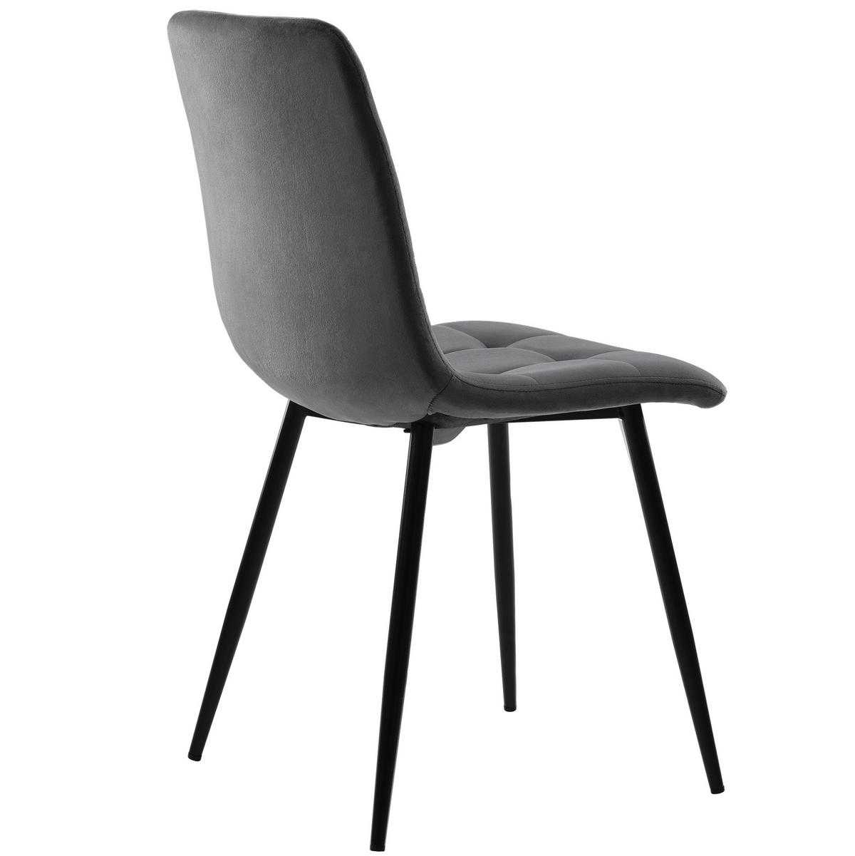ESSZIMMERSTUHL gepolstert 44 x 41 x 86 cm Samt Grau 4er-Set - Schwarz, Metall (44/86/46cm) - Meubliv