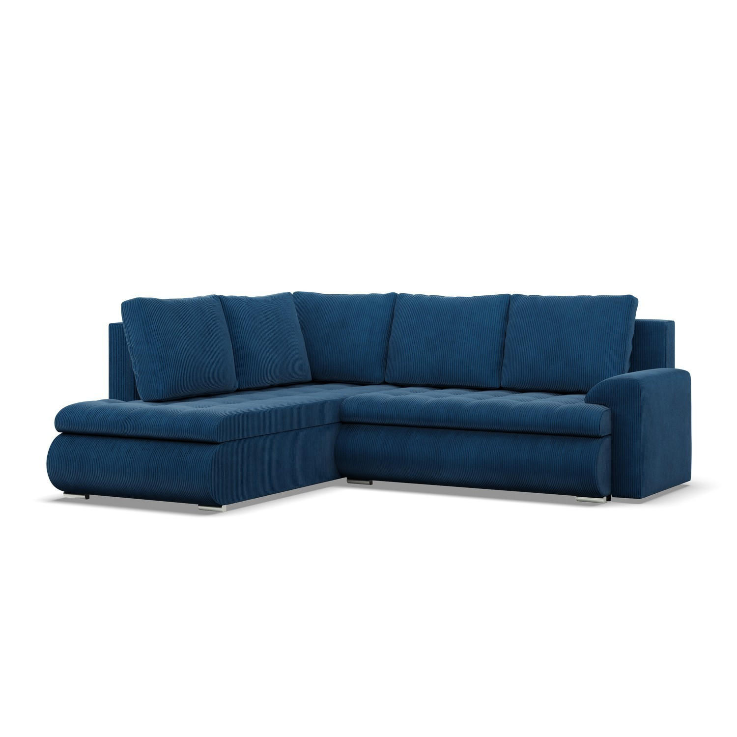 ECKSOFA LINKS MIT SCHLAFFUNKTION FORESTA, Cord - Dunkelblau - Dunkelblau, Textil (230/200cm) - Mebligo