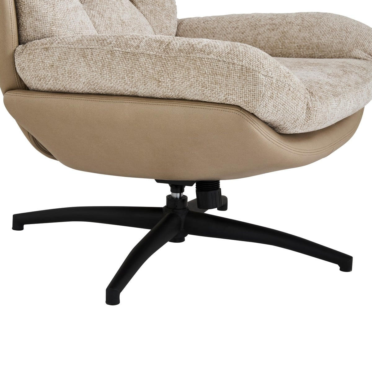 DREHSTUHL aus beigem Stoff mit Fußstütze L68 cm 87/90/68 cm - Beige, Textil (87/90/75.5cm) - Calicosy
