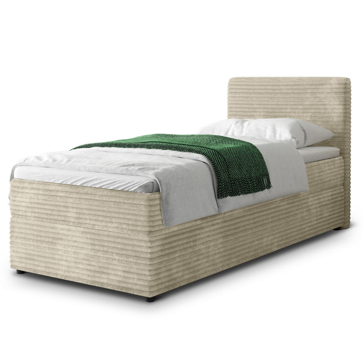 POSTEL BOXSPRING PISA 100x200 cm, s matrací a úložným prostorem, krémová - krémová, kompozitní dřevo/textil (100/200cm) - MASSENO