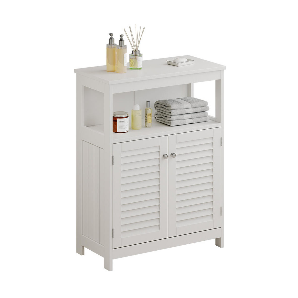 MIDISCHRANK Riad Weiß 60 x 80 cm mit Türen und offenem Fach - Weiß, Holzwerkstoff (60/80/30cm) - Vicco