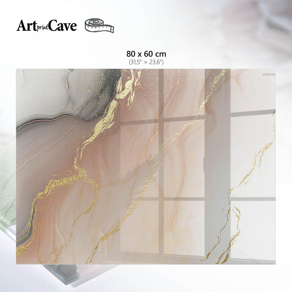 GLASPLATTE 80x60 cm – Abstrakte Eleganz - Beige, Glas (0.4/80/60cm) - ArtPrintCave