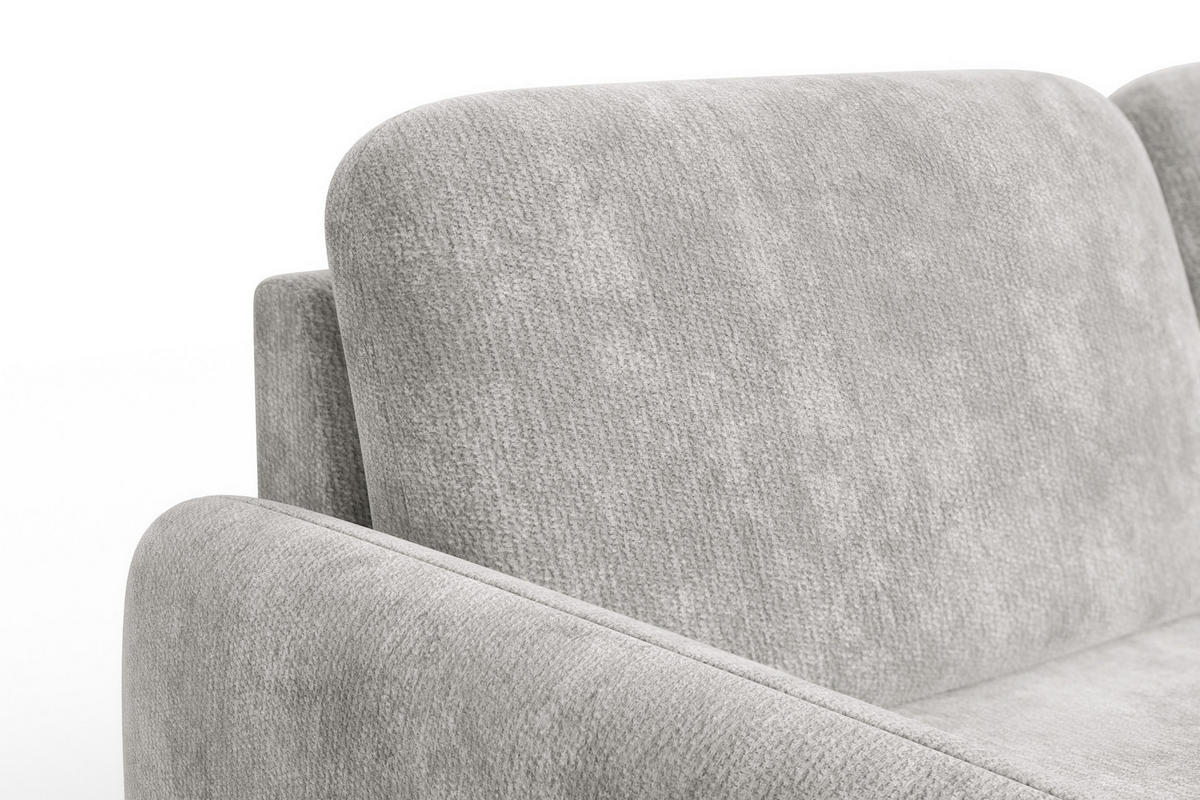 ECKSOFA FEBE 4-Sitzer RECHTS, hellgrauer Chenille-Stoff - Hellgrau/Schwarz, Holz/Textil (264/157cm) - Wozimo