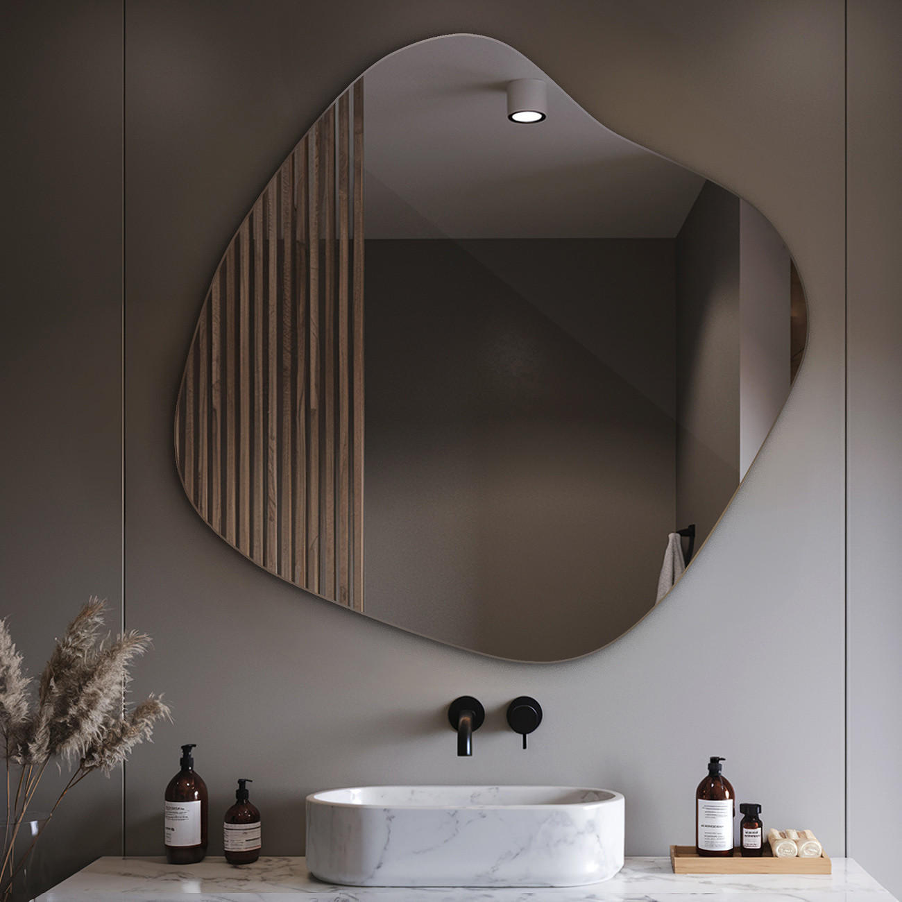 SPIEGEL 48,3x47,9 cm Asymmetrisch - Transparent, Glas (48.3/47.9/0.4cm) - Wallfluent