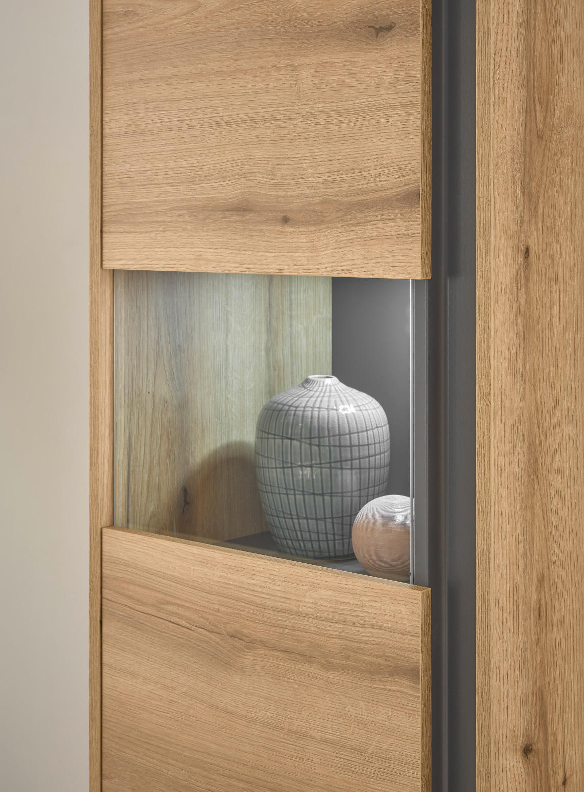 Thumbnail - Furn.Design Wohnwand, Eiche, Grau, Holz, Nachbildung,Eiche, Uni, Rechteckig, 310x197x45 cm, FSC Mix, Wohnzimmer, Wohnwän...