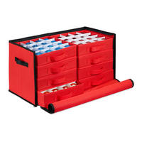 WEIHNACHTSKUGEL-AUFBEWAHRUNGSBOX - Rot, Wellpappe/Textil (62/30.5/30.5cm) - Relaxdays