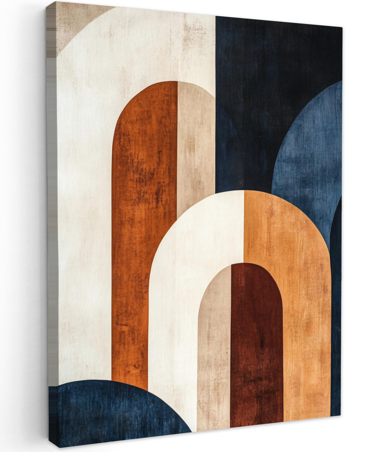 LEINWANDBILD Abstrakt - Formen - Dunkelblau 30x40 cm - Cognac, Textil (30/40cm) - MuchoWow